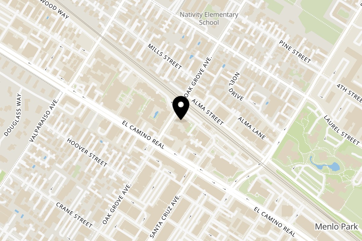 Map showing the location of Son & Garden Menlo Park on 1195 Merrill St in Menlo Park